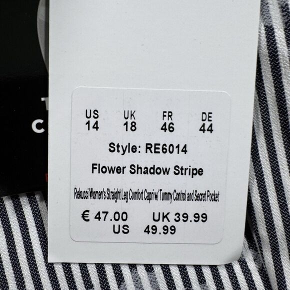 Rekucci Ease Into Comfort Capri Pants Black White Stripe Sz‎ 14 NWT - Picture 5 of 7